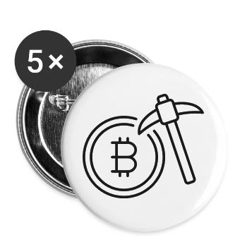 Bitcoin-Mining-Linien-Symbol - Buttons groß 56 mm (5er Pack) - Weiß - Vorne