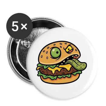 Cheeky Burger Maskottchen-Tee - Buttons groß 56 mm (5er Pack) - Weiß - Vorne