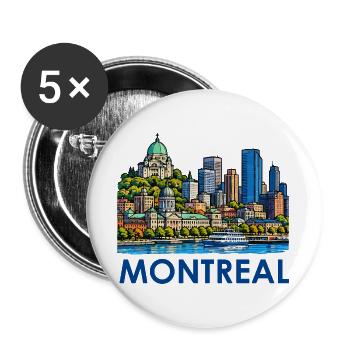 Montreal Skyline am Fluss - Buttons groß 56 mm (5er Pack) - Weiß - Vorne