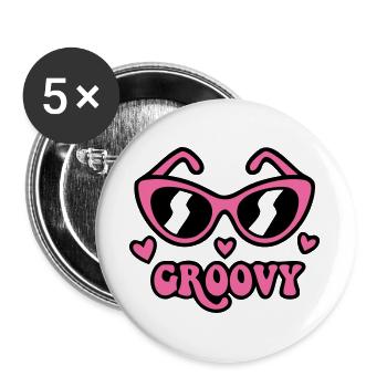 Groovy Sonnenbrille Logo - Buttons groß 56 mm (5er Pack) - Weiß - Vorne