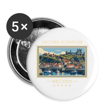 Großbritannien Whitby Vintage Reisemarke - Buttons groß 56 mm (5er Pack) - Weiß - Vorne