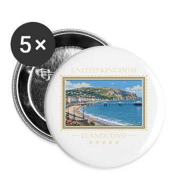 Großbritannien Llandudno Vintage Reisemarke - Buttons groß 56 mm (5er Pack) - Weiß - Vorne