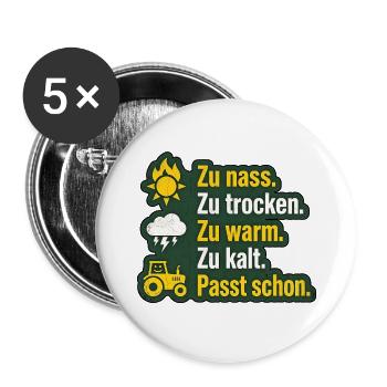 Deutscher Landwirt Alltag - Buttons groß 56 mm (5er Pack) - Weiß - Vorne