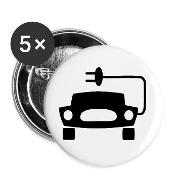 Elektrische Autos - Buttons groß 56 mm (5er Pack) - Weiß - Vorne