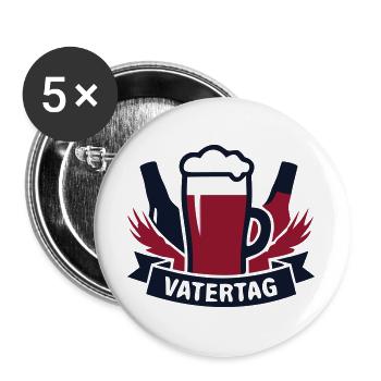 Vatertag Bier Banner Logo - Buttons groß 56 mm (5er Pack) - Weiß - Vorne