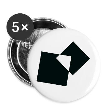 Geometrisch überlappende Quadrate - Buttons groß 56 mm (5er Pack) - Weiß - Vorne