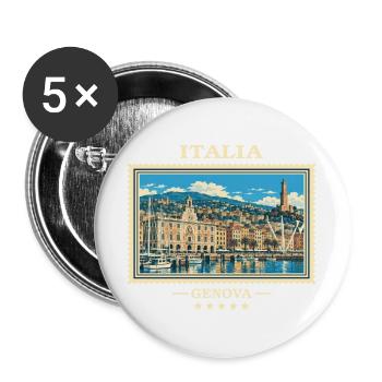 Italien Genua Vintage Reisemarke - Buttons groß 56 mm (5er Pack) - Weiß - Vorne