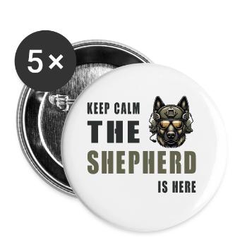 Schäferhund / Ruhe Bewahren - Buttons groß 56 mm (5er Pack) - Weiß - Vorne