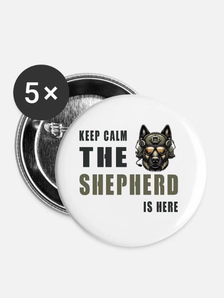 Schäferhund / Ruhe Bewahren - Buttons groß 56 mm (5er Pack) - Weiß
