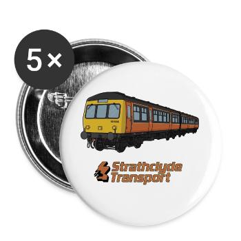 Vintage-Strathclyde-Zuggrafik - Buttons groß 56 mm (5er Pack) - Weiß - Vorne