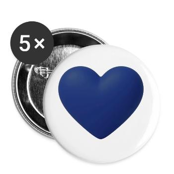 Kobaltblauer Herz 3D - Buttons groß 56 mm (5er Pack) - Weiß - Vorne