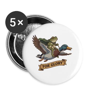 For Glory Frosch Reitet Ente Lustig Vogel Motiv - Buttons groß 56 mm (5er Pack) - Weiß - Vorne