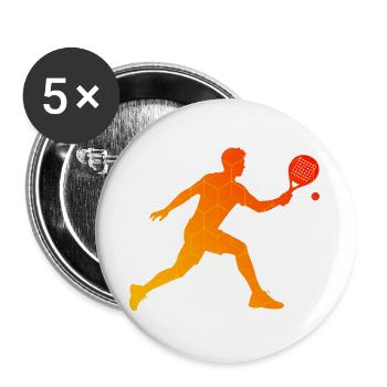Padel Club Fans und Padel Schläger passen zusammen - Buttons groß 56 mm (5er Pack) - Weiß - Vorne