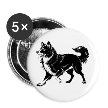 Australian Shepherd Dog-Gangarten - Buttons groß 56 mm (5er Pack) - Weiß - Vorne