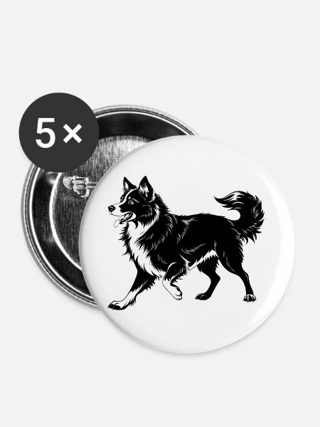 Australian Shepherd Dog-Gangarten - Buttons groß 56 mm (5er Pack) - Weiß