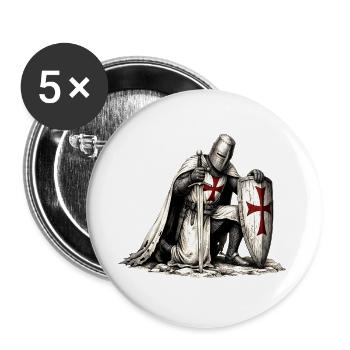 Kreuzritter Rüstung - Buttons groß 56 mm (5er Pack) - Weiß - Vorne