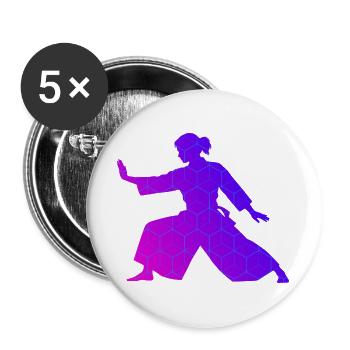 Japanische Kampfkunst Geschenkidee für Weihnachten - Buttons groß 56 mm (5er Pack) - Weiß - Vorne