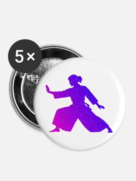 Japanische Kampfkunst Geschenkidee für Weihnachten - Buttons groß 56 mm (5er Pack) - Weiß