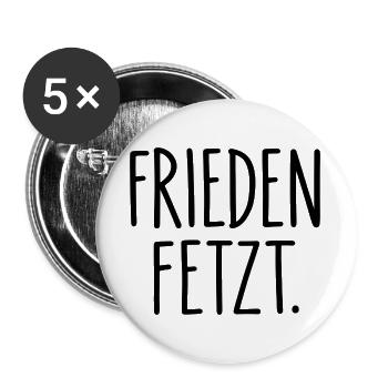 Frieden fetzt – Minimalistischer Friedensspruch - Buttons groß 56 mm (5er Pack) - Weiß - Vorne