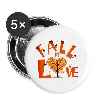 Herbstliebe Baumherz mit Laternen - Buttons groß 56 mm (5er Pack) - Weiß - Vorne