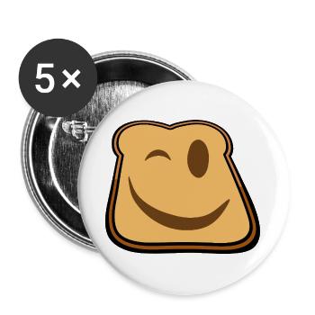 Winkender Toast Cartoon - Buttons groß 56 mm (5er Pack) - Weiß - Vorne