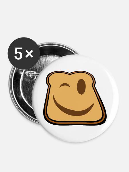 Winkender Toast Cartoon - Buttons groß 56 mm (5er Pack) - Weiß