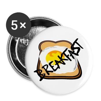 Toast mit Spiegelei Grafik - Buttons groß 56 mm (5er Pack) - Weiß - Vorne