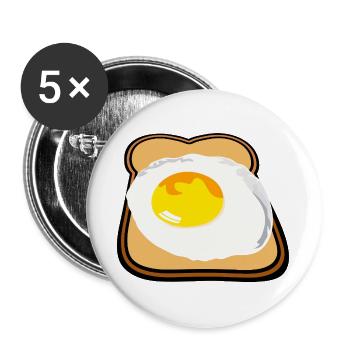 Toast mit Spiegelei lecker Frühstück - Buttons groß 56 mm (5er Pack) - Weiß - Vorne