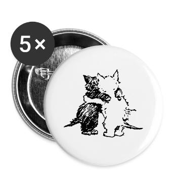 Zwei kleine Katzen, die sich umarmen - Buttons groß 56 mm (5er Pack) - Weiß - Vorne