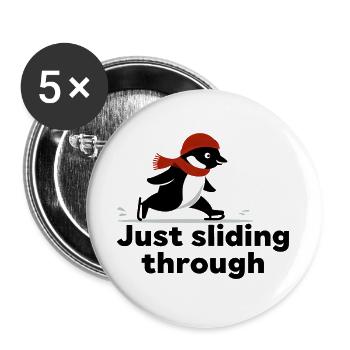 Pinguin Sprint - Buttons groß 56 mm (5er Pack) - Weiß - Vorne