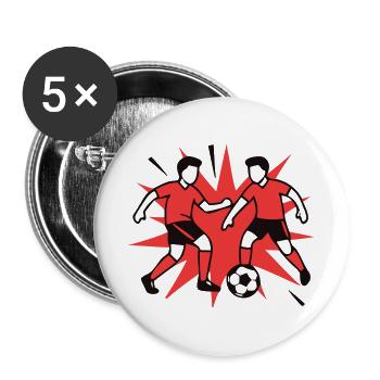 Fussball Zweikampf Grafik - Buttons groß 56 mm (5er Pack) - Weiß - Vorne