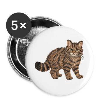 Europäische Wildkatze - Buttons groß 56 mm (5er Pack) - Weiß - Vorne
