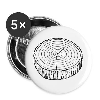 Baumscheibe Jahresringe – Holz Natur - Buttons groß 56 mm (5er Pack) - Weiß - Vorne