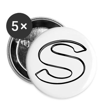 Kleinbuchstabe s handgezeichnet - Buttons groß 56 mm (5er Pack) - Weiß - Vorne