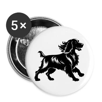 Amerikanischer Cocker Spaniel Hundegang - Buttons groß 56 mm (5er Pack) - Weiß - Vorne