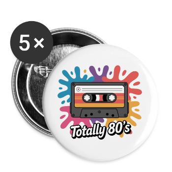 Cassette Pop Splash 80er 80er - Buttons groß 56 mm (5er Pack) - Weiß - Vorne