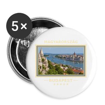 Ungarn Budapest Vintage Reisemarke - Buttons groß 56 mm (5er Pack) - Weiß - Vorne