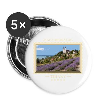 Ungarn Tihany Vintage Reisemarke - Buttons groß 56 mm (5er Pack) - Weiß - Vorne