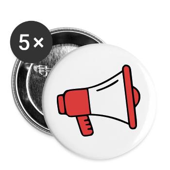 Rotes Megafon Ultras Icon - Buttons groß 56 mm (5er Pack) - Weiß - Vorne