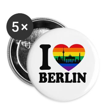Ich liebe Berlin - Vielfalt - Regenbogenfarben - Buttons groß 56 mm (5er Pack) - Weiß - Vorne
