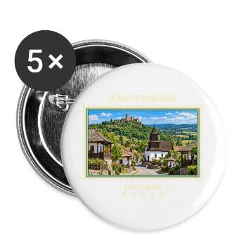 Ungarn Hollókő Vintage Reisemarke - Buttons groß 56 mm (5er Pack) - Weiß - Vorne