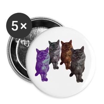 Katzenliebe, künstlerisches Katzenporträt - Buttons groß 56 mm (5er Pack) - Weiß - Vorne