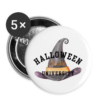 Hexenhut Uni Est. 2026 Halloween - Buttons groß 56 mm (5er Pack) - Weiß - Vorne