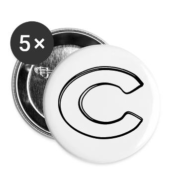 Kleinbuchstabe c handgezeichnet - Buttons groß 56 mm (5er Pack) - Weiß - Vorne