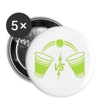 Beer Pong Duell - Buttons groß 56 mm (5er Pack) - Weiß - Vorne