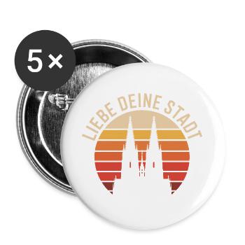 Köln Liebe Deine Stadt Kölner Kölle Karneval Köln - Buttons groß 56 mm (5er Pack) - Weiß - Vorne