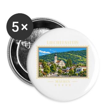 Liechtenstein Mauren Vintage Reisemarke - Buttons groß 56 mm (5er Pack) - Weiß - Vorne