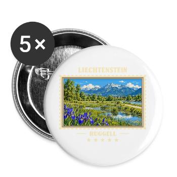 Liechtenstein Ruggell Vintage Reisemarke - Buttons groß 56 mm (5er Pack) - Weiß - Vorne