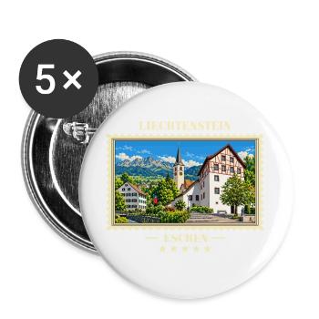 Liechtenstein Eschen Vintage Reisemarke - Buttons groß 56 mm (5er Pack) - Weiß - Vorne