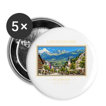 Liechtenstein Planken Vintage Reisemarke - Buttons groß 56 mm (5er Pack) - Weiß - Vorne